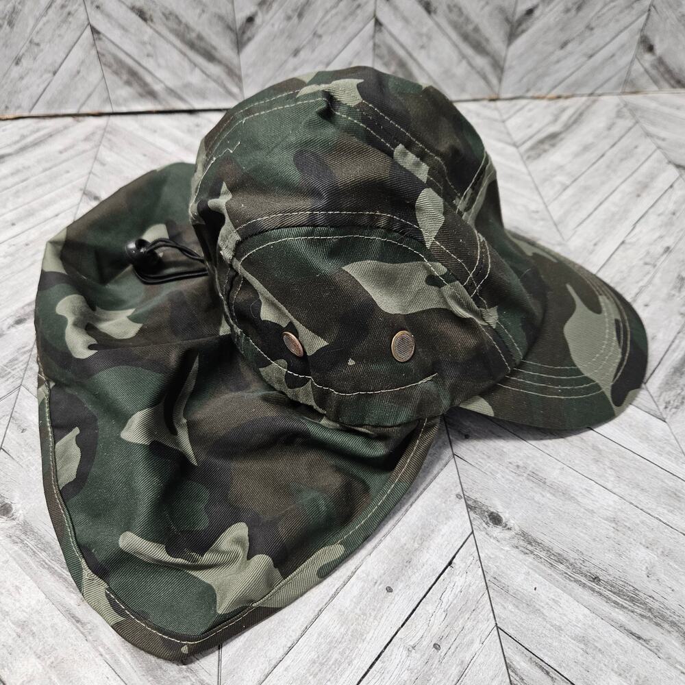 Woodland Camo Hat with Neck Flap Adjustable Hunting